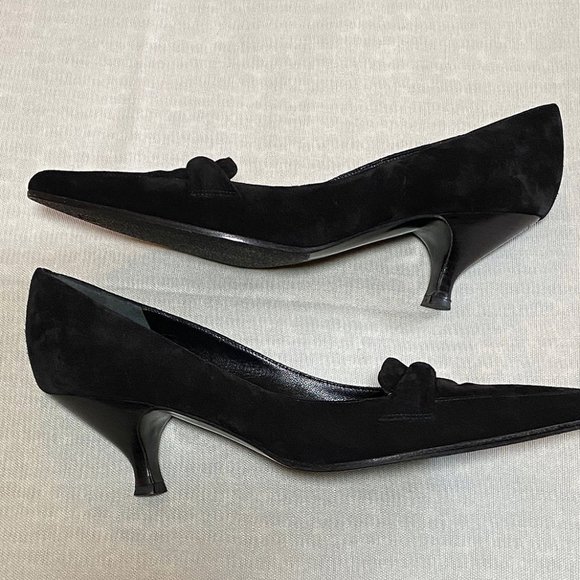 Salvatore Ferragamo Black Suede Smart Kitten Heel - Picture 2 of 7